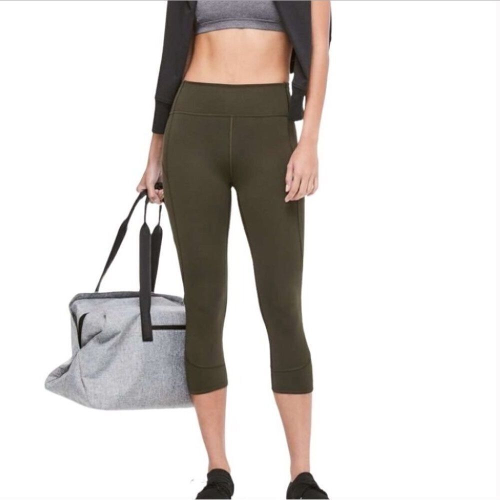 Lululemon In‎ Movement Crop Olive Green Size 2